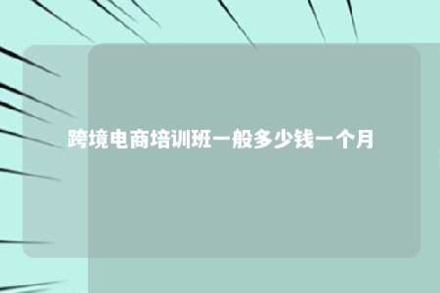 跨境电商培训班一般多少钱一个月 正规跨境电商培训班